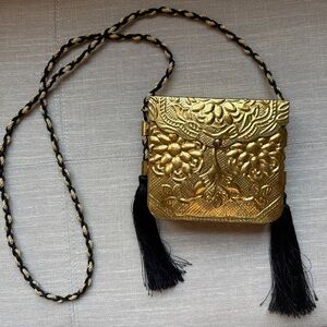 Gold Embossed Hard Shelled Vintage Bag
